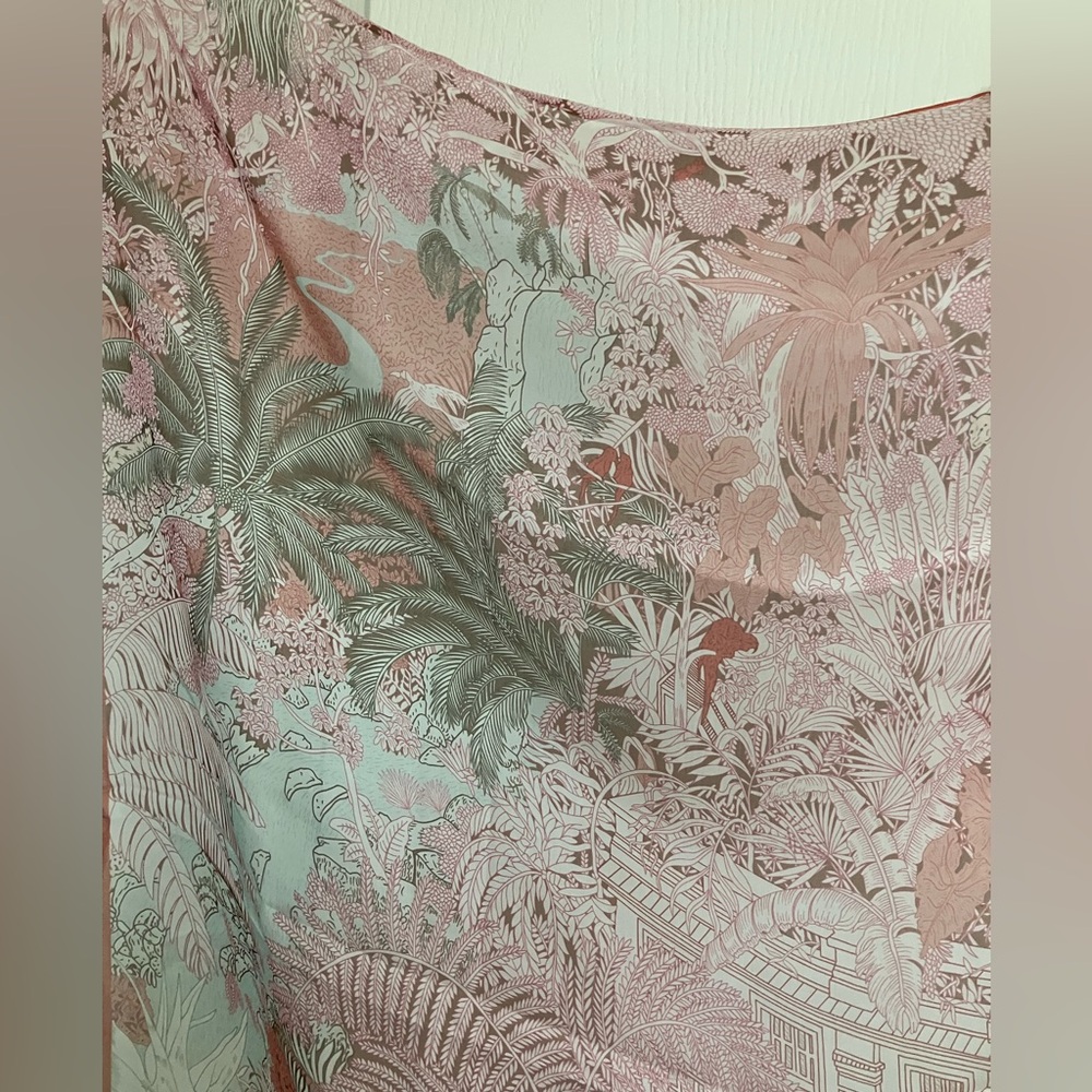 100% Silk Scarf Extra Large tropical forest print